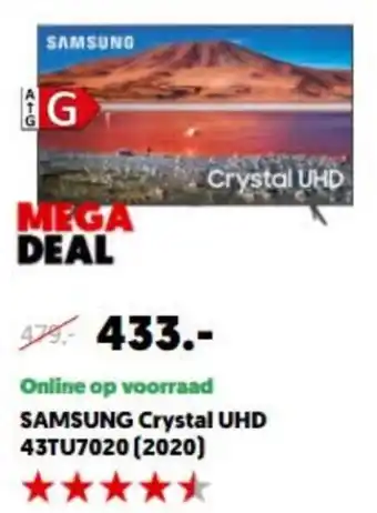 MediaMarkt SAMSUNG Crystal UHD 43TU7020 (2020) aanbieding