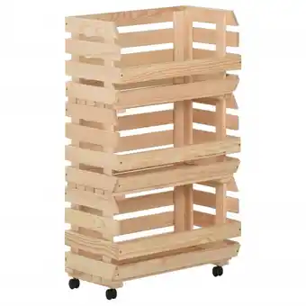 fonQ Vidaxl groentetrolley 37x30x80 cm massief grenenhout aanbieding