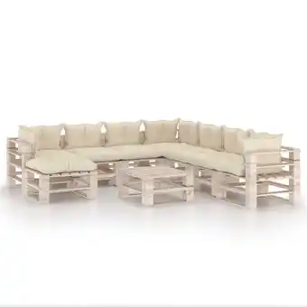 fonQ Vidaxl 9-delige loungeset met kussens pallet grenenhout aanbieding