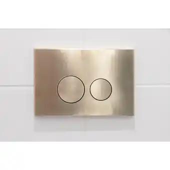 Sanitairwinkel.nl Qeramiq push metal bedieningsplaat - voor geberit up320 inbouwreservoir - dualflush - ronde knoppen - metaal goud geborsteld aanbieding