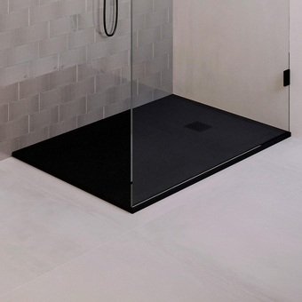 Sanitairwinkel.nl Saniclass relievo crag douchebak - 90x140cm - antislip - antibacterieel - mineraalmarmer - mat zwart aanbieding