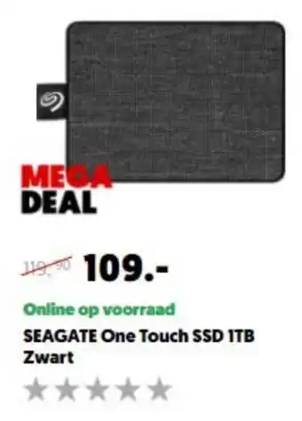 MediaMarkt SEAGATE One Touch SSD 1TB Zwart aanbieding