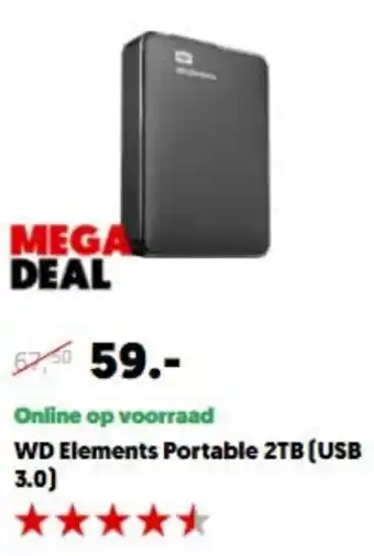 MediaMarkt WD Elements Portable 2TB aanbieding