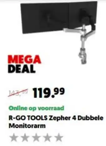 MediaMarkt R-GO TOOLS Zepher 4 Dubbele Monitorarm aanbieding