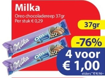 Die Grenze Milka Oreo chocoladereep 37gr aanbieding