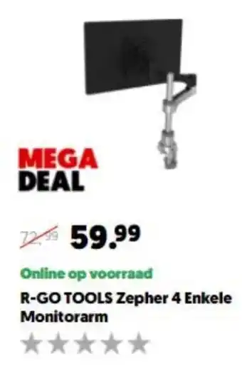 MediaMarkt R-GO TOOLS Zepher 4 Enkele Monitorarm aanbieding