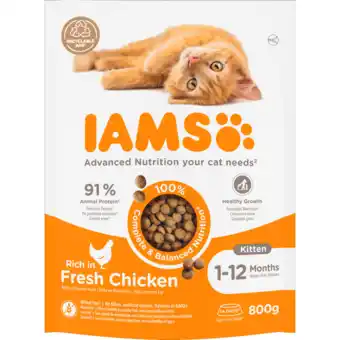 Dekamarkt Iams kattenvoer kitten met verse kip aanbieding