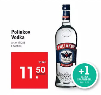 Sligro Poliakov Vodka Art.nr. 171288 Literfles aanbieding