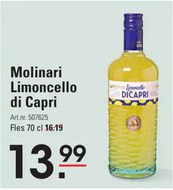 Sligro Molinari Limoncello di Capri Art.nr. 507625 Fles 70 cl aanbieding