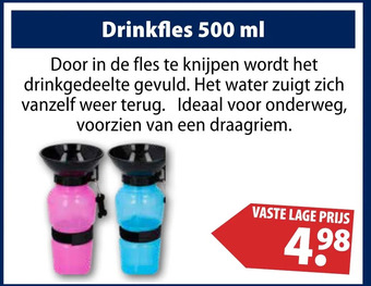 Huisdier Voordeelshop Drinkfles 500 ml aanbieding