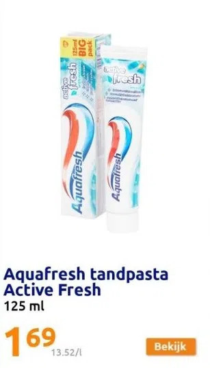 Action Aquafresh tandpasta active fresh aanbieding