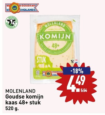 ALDI MOLENLAND Goudse komijn kaas 48+ stuk 520g aanbieding