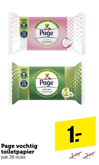 Coop Page vochtig toiletpapier aanbieding
