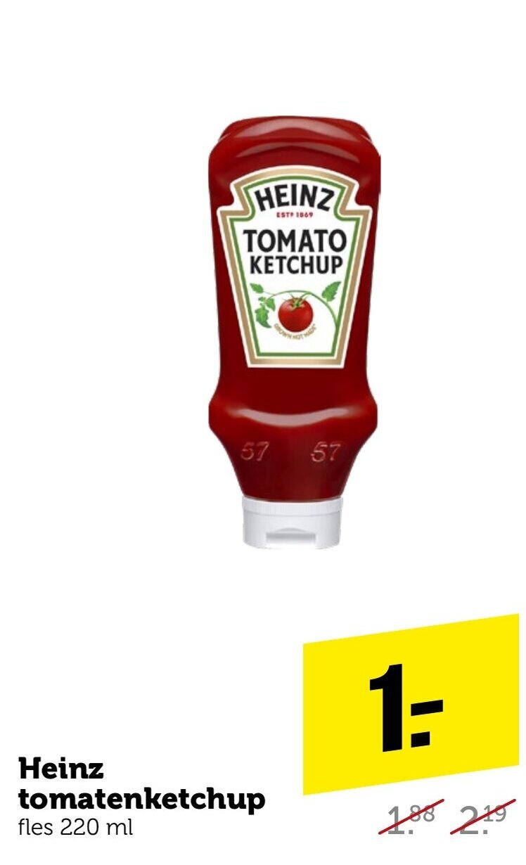 Heinz tomatenketchup fles 220 ml aanbieding bij Coop