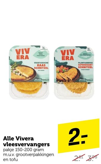 Coop Alle Vivera vleesvervangers pakje 150-200 gram m.u.v. grootverpakkingen en tofu aanbieding