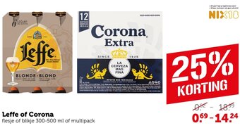 Coop Leffe of Corona flesje of blikje 300-500 ml of multipack aanbieding