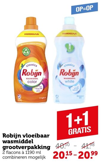 Coop Robijn vloeibaar wasmiddel grootverpakking aanbieding