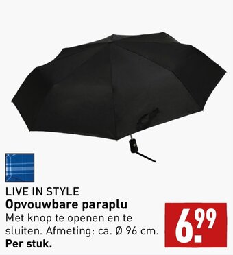 ALDI LIVE IN STYLE Opvouwbare paraplu aanbieding