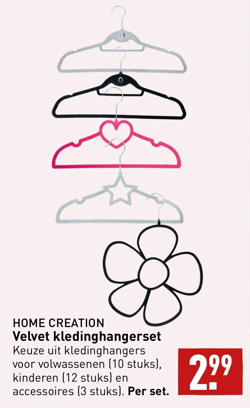 HOME CREATION Velvet kledinghangerset aanbieding bij ALDI