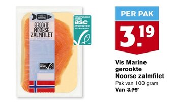 Hoogvliet Vis Marine gerookte Noorse zalmfilet Pak van 100 gram aanbieding