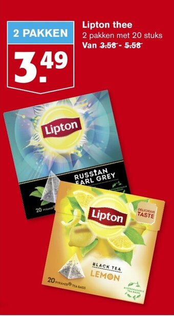 Hoogvliet Lipton thee 2 PAKKEN aanbieding