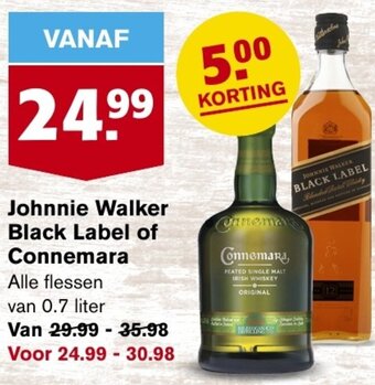 Hoogvliet Johnnie Walker Black Label of Connemara van 0.7 liter aanbieding