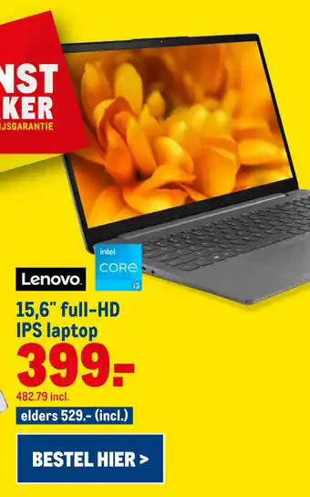 Makro Lenovo 15.6" full-HD IPS laptop aanbieding