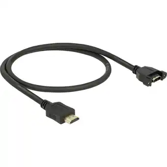 Conrad Delock hdmi verlengkabel hdmi-a stekker, hdmi-a bus 0.50 m zwart 85463 high speed hdmi met ethernet, vergulde steekcontacten  aanbieding