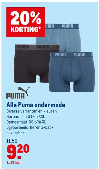 Makro Alle Puma ondermode heren S-XXL/dames XS-XL aanbieding