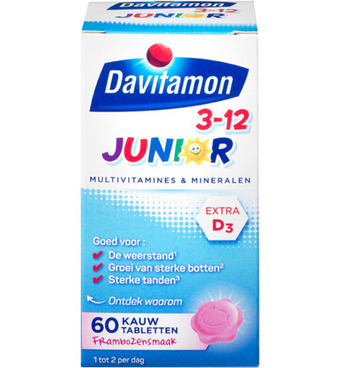 Drogisterij.net Davitamon junior 3+ framboos (60kt) aanbieding