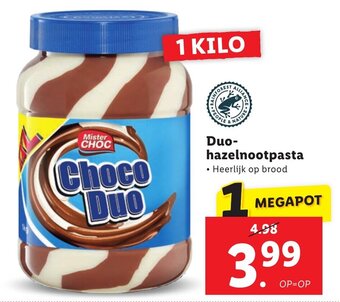 Lidl Duo- hazelnootpasta aanbieding