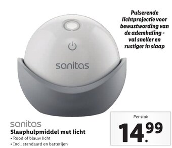 Lidl sanitas Slaaphulpmiddel met licht aanbieding