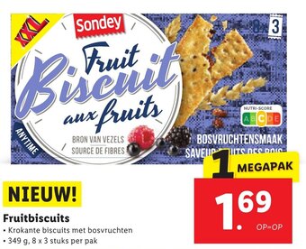 Lidl Fruitbiscuits 349g 8 x 3 stuks per pak aanbieding