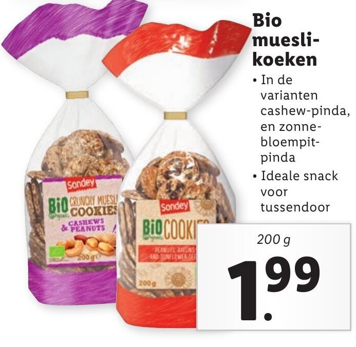 Bio muesli koeken 200g aanbieding bij Lidl