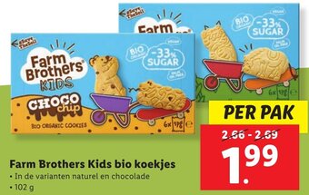 Lidl Farm Brothers Kids bio koekjes 102g aanbieding