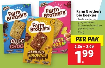 Lidl Farm Brothers bio koekjes 135g aanbieding