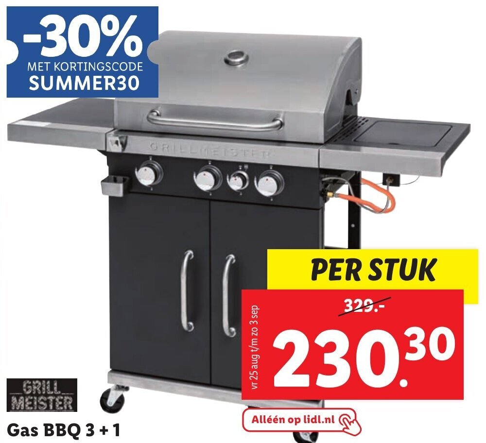 Gas BBQ 3+1 aanbieding bij Lidl