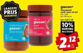 Boni gwoono Chocopasta melk, puur of wit bijv. puur pot 400 gram aanbieding