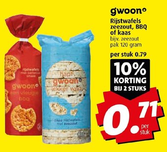 Boni gwoono Rijstwafels zeezout, BBQ of kaas bijv. zeezout pak 120 gram aanbieding