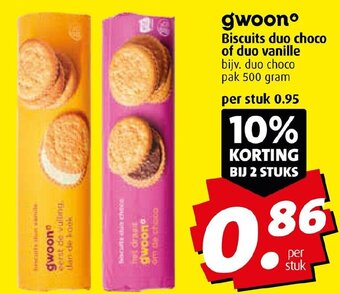 Boni Biscuits duo choco of duo vanille bijv. duo choco pak 500 gram aanbieding