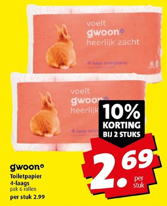 Boni gwoon Toiletpapier 4-laags pak 6 rollen aanbieding