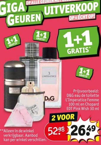 Kruidvat D&G eau de toilette L'Imperatice Femme 100 ml en Chopard EDT Pink Wish 30 ml aanbieding