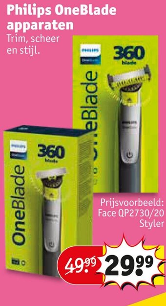 Kruidvat Philips OneBlade apparaten Trim, scheer en stijl. aanbieding