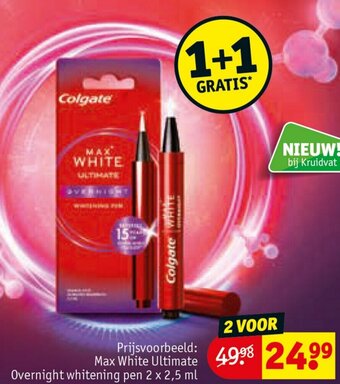 Kruidvat Colgate Max White Ultimate Overnight whitening pen 2 x 2,5 ml aanbieding