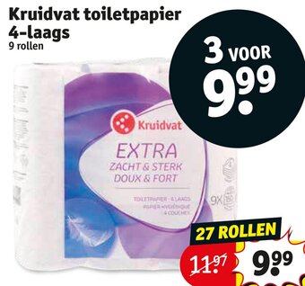 Kruidvat Kruidvat toiletpapier 4-laags 9 rollen aanbieding