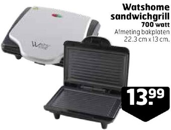 Trekpleister Watshome sandwichgrill 700 watt aanbieding