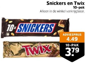 Trekpleister Snickers en Twix 10-pak aanbieding