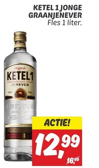 Dekamarkt KETEL 1 JONGE GRAANJENEVER Fles 1 liter. aanbieding