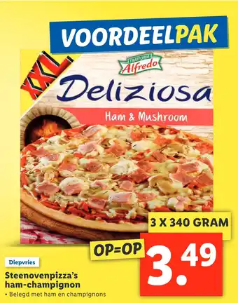 Lidl Steenovenpizza's ham-champignon aanbieding