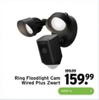 GAMMA Ring Floodlight Cam wired plus zwart aanbieding